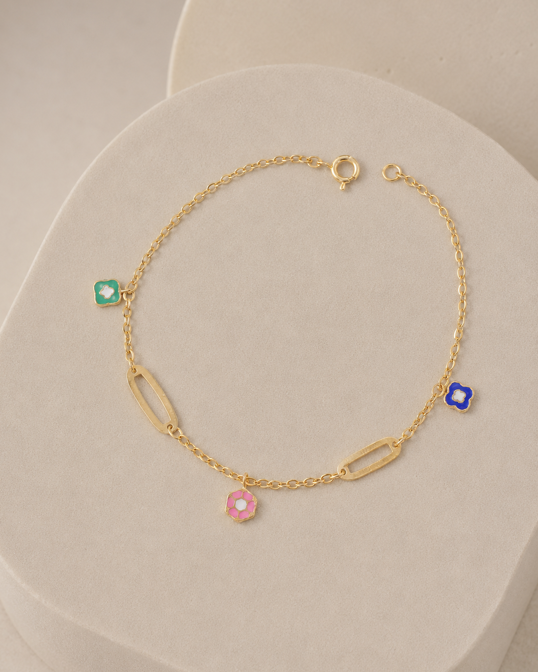 MULTICOLOR ENAMEL CHARM CHAIN BRACELET