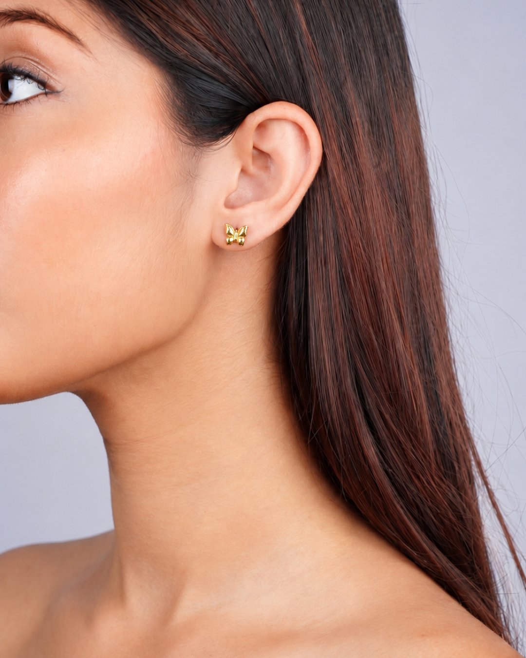 MINIMALIST GLOSSY GOLD BUTTERFLY EARRINGS