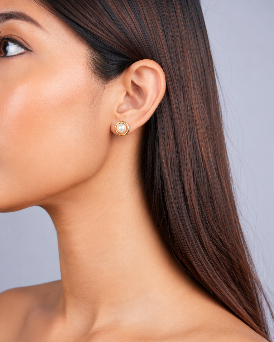 CIRCULAR HALO PEARL STUD EARRINGS