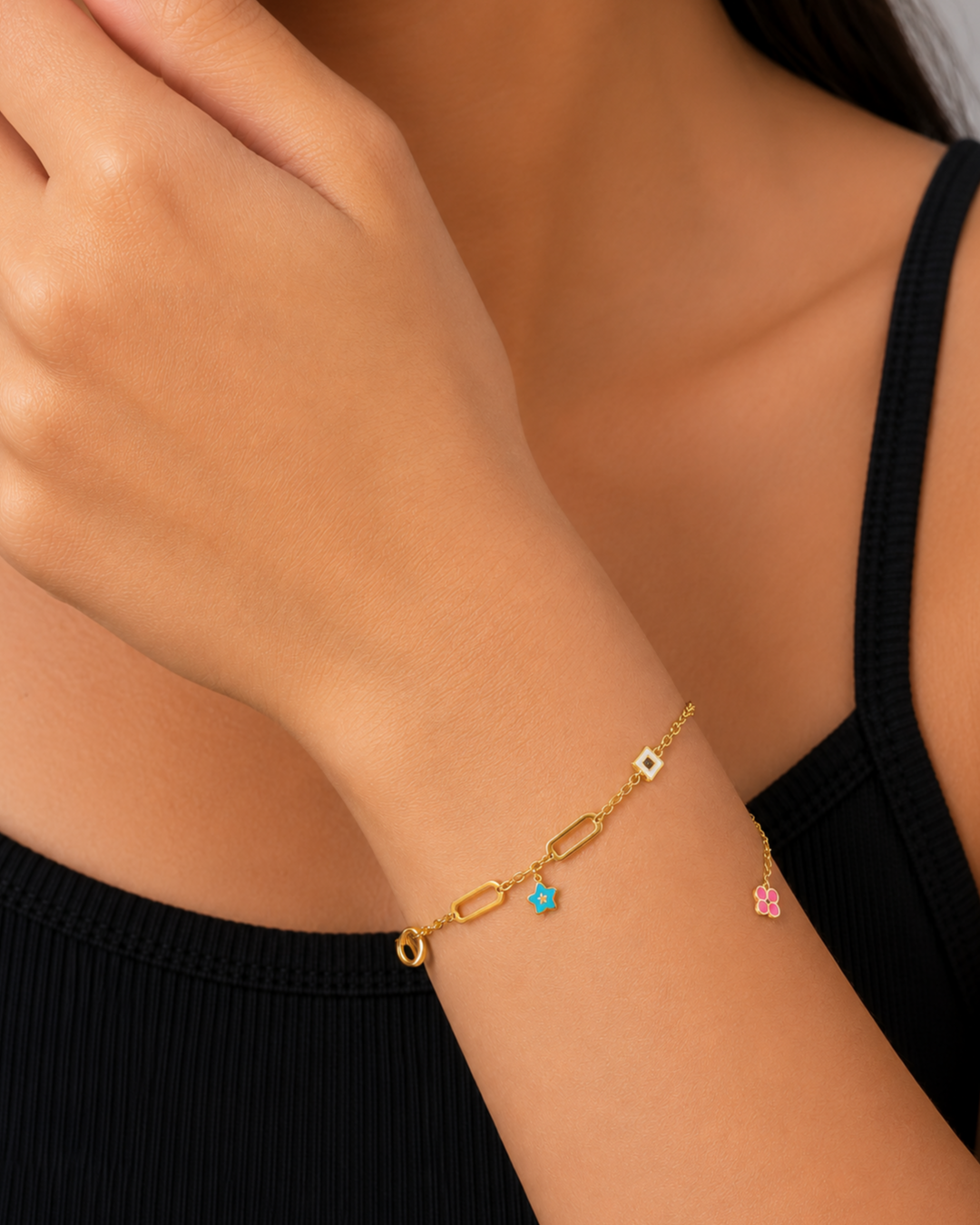 FLORAL & GEOMETRIC LINK BRACELET