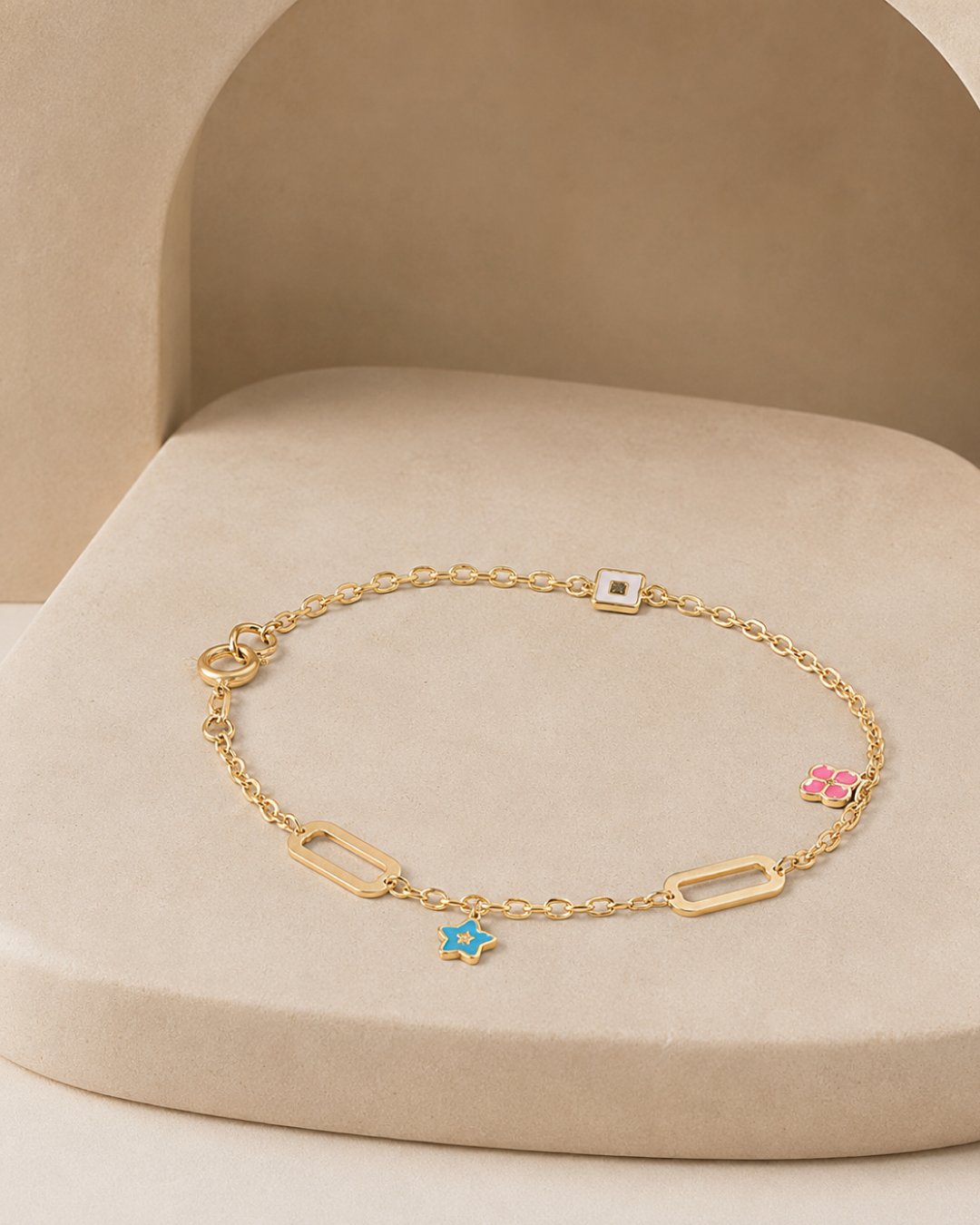 FLORAL & GEOMETRIC LINK BRACELET