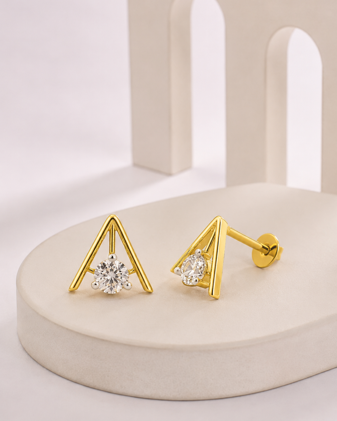 TRIANGLE CZ SOLITAIRE EARRINGS