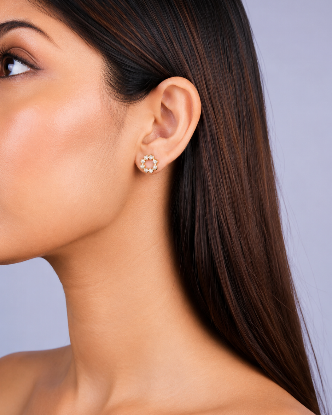 ELEGANT CIRCULAR FLOWER CRYSTAL EARRINGS