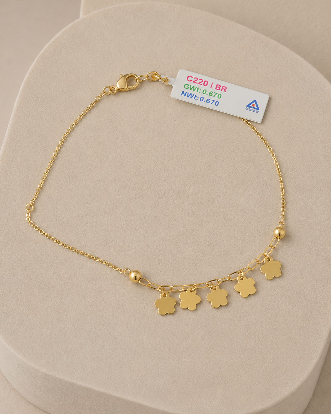 DAINTY FLOWER CHARM DANGLE BRACELET