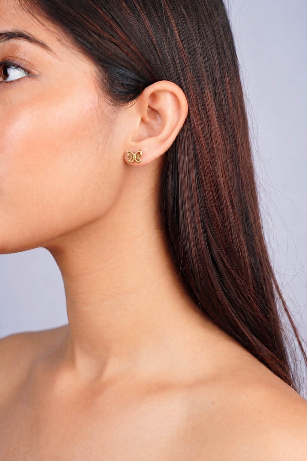 DEO HAMMERED GOLD BUTTERFLY STUD EARRINGS
