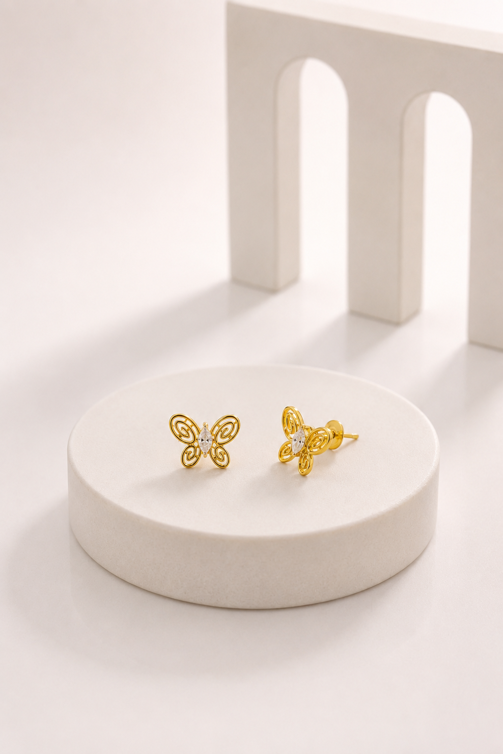DAINTY GOLD BUTTERFLY STUD EARRINGS