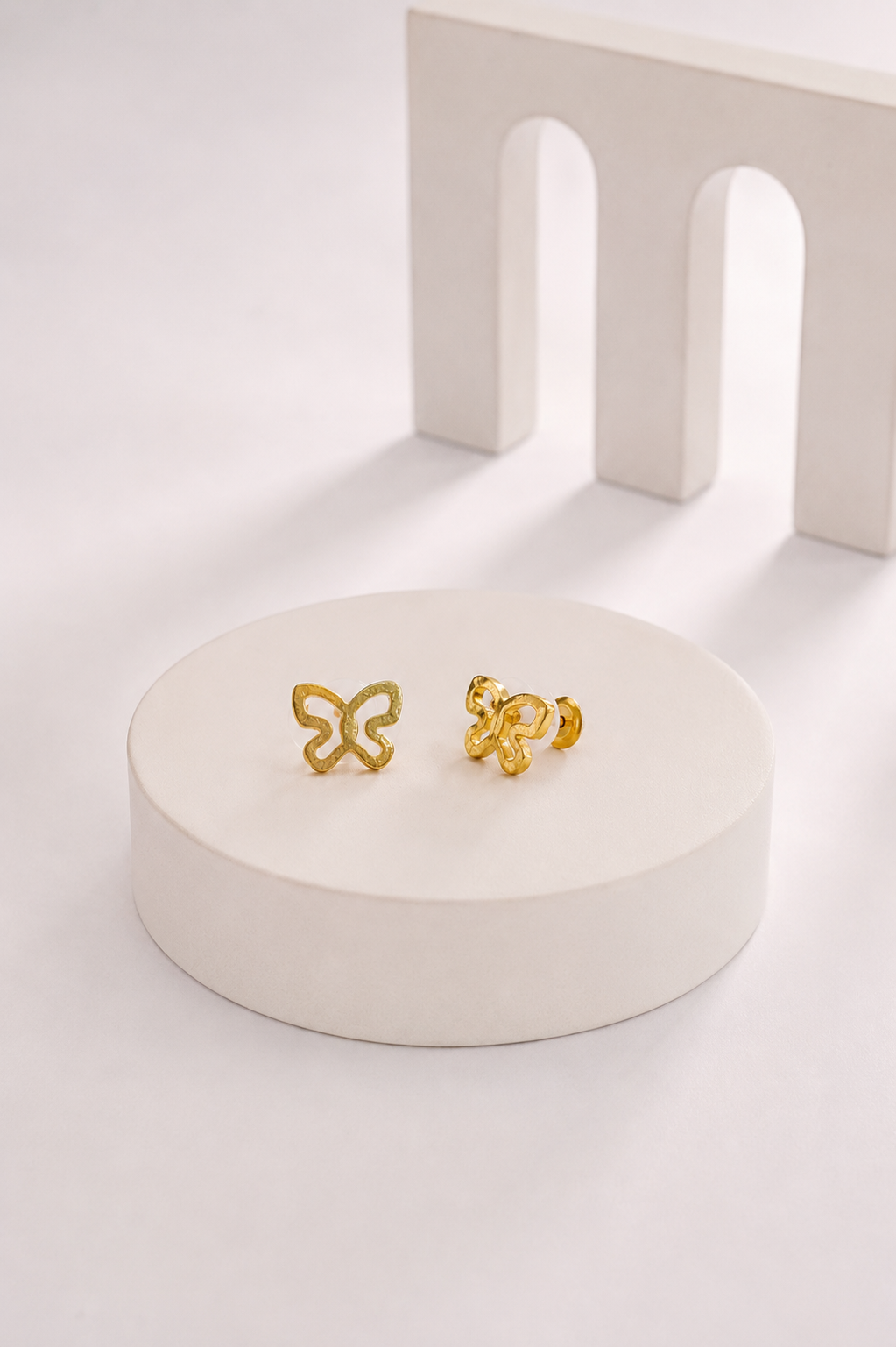 DEO HAMMERED GOLD BUTTERFLY STUD EARRINGS