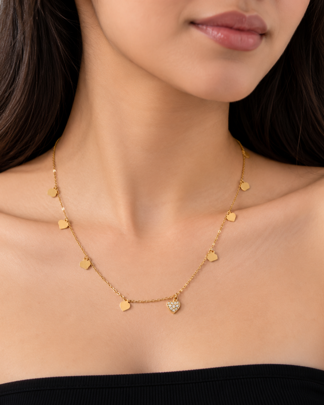 MULTI-CHARM HEART PENDANT NECKLACE