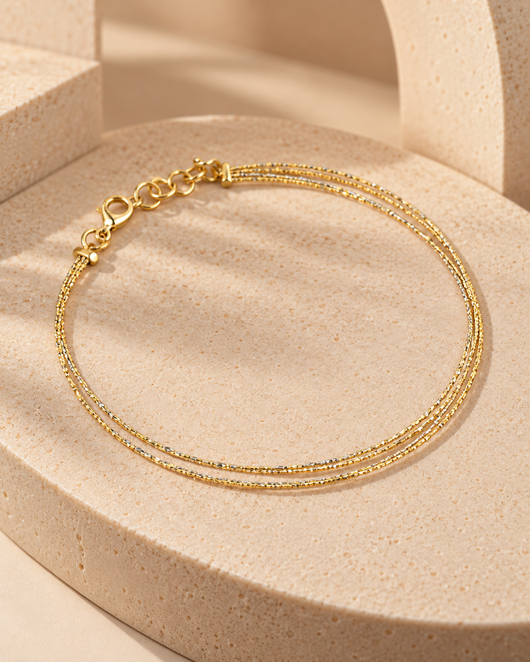 GOLD TRIPLE-STRAND SPARKLE CHAIN BRACELET