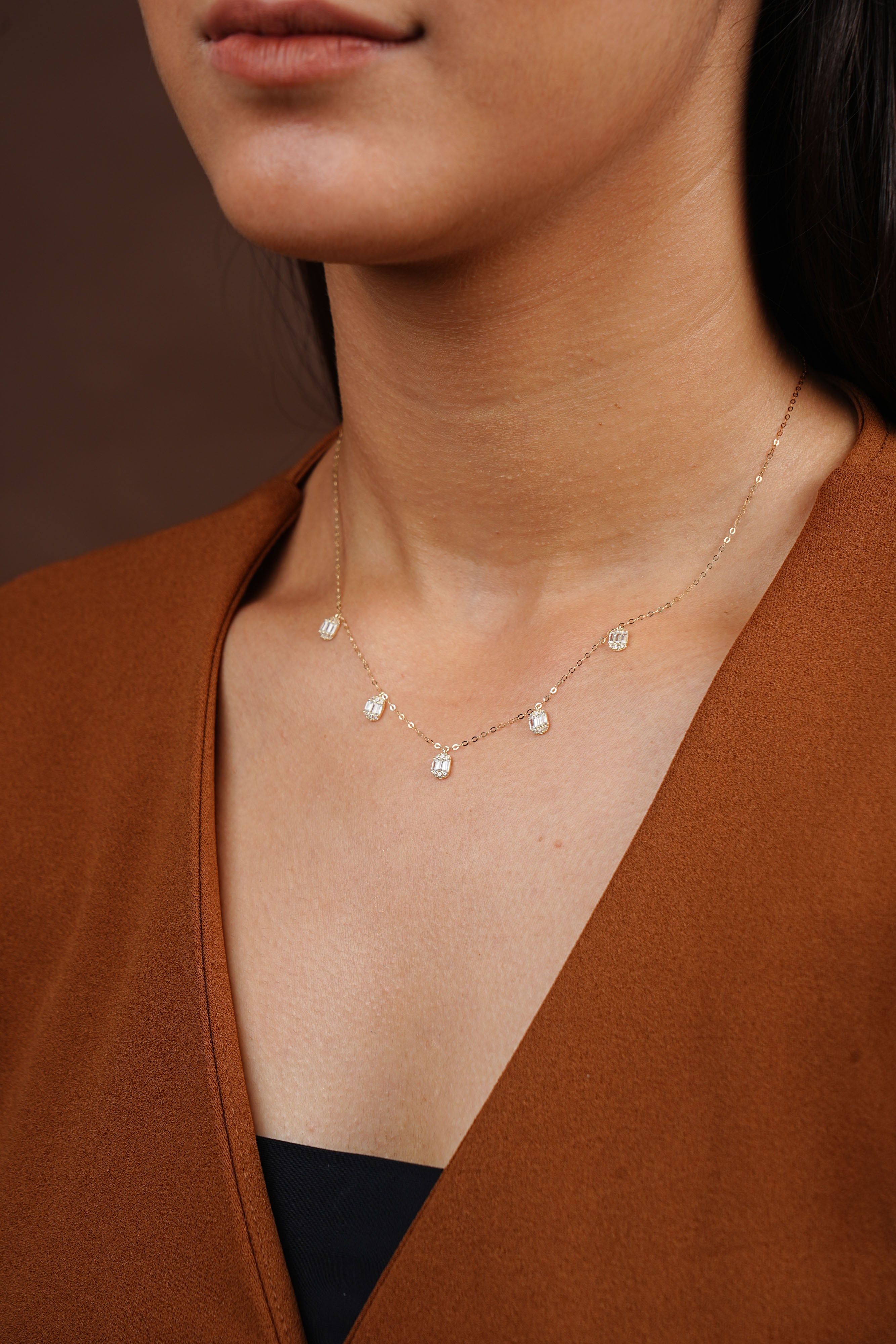 MULTI BAGUETTE CHARMS NECKLACE