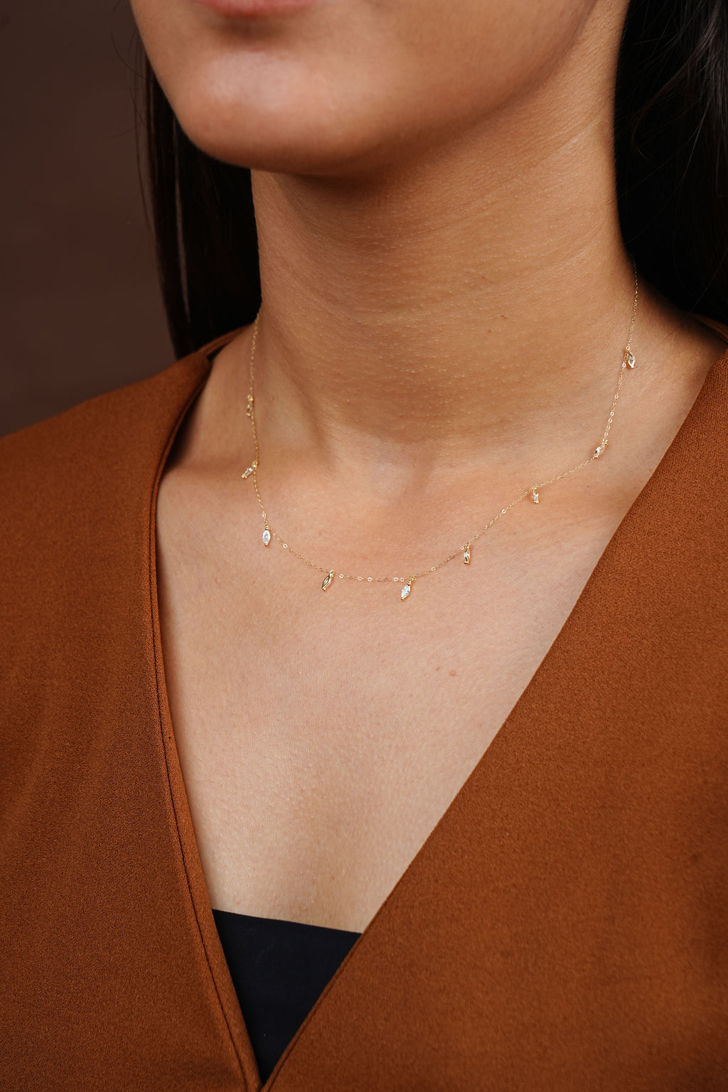 MARQUISE DROP CHARMS NECKLACE