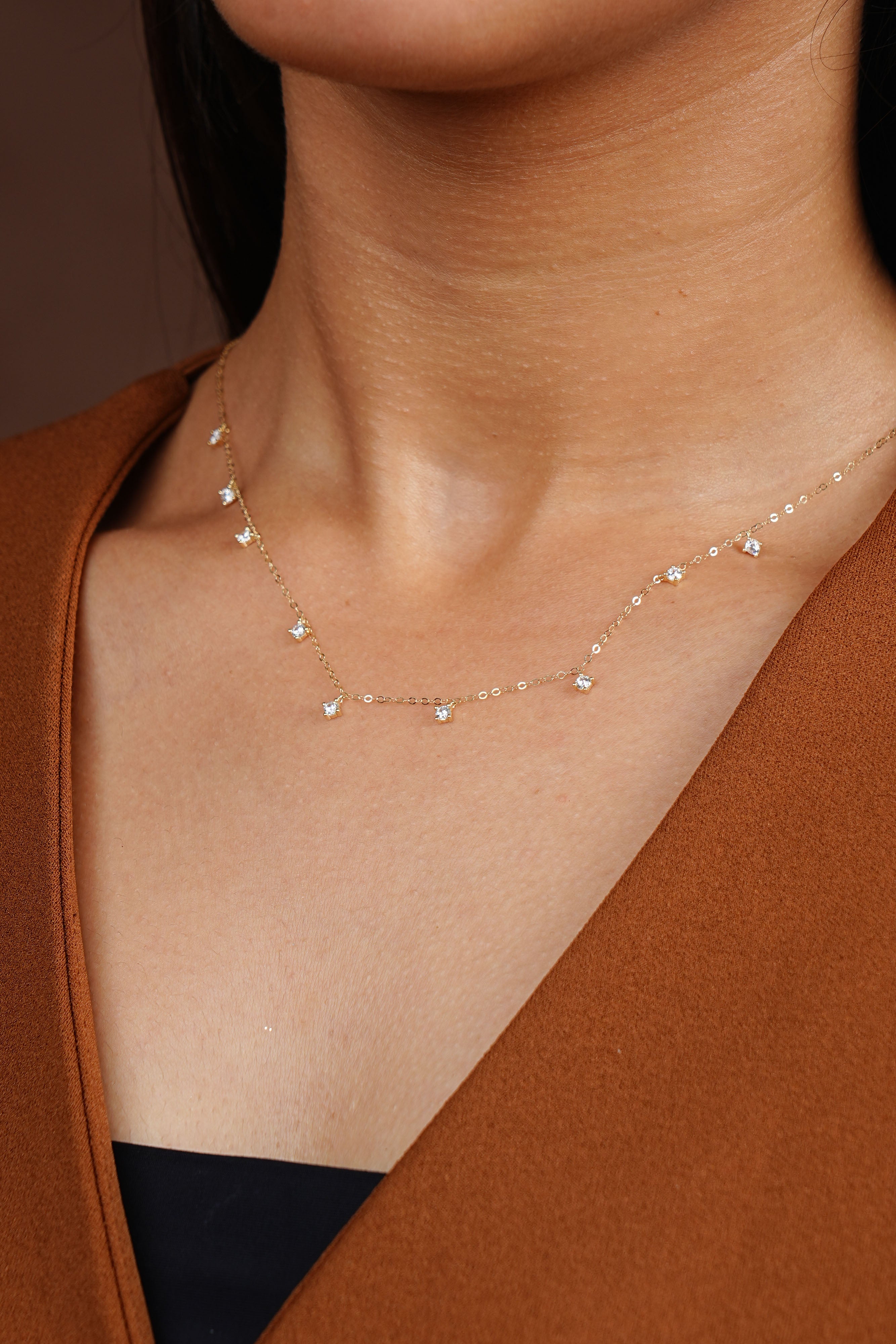 DIAMOND DROP CHARMS NECKLACE