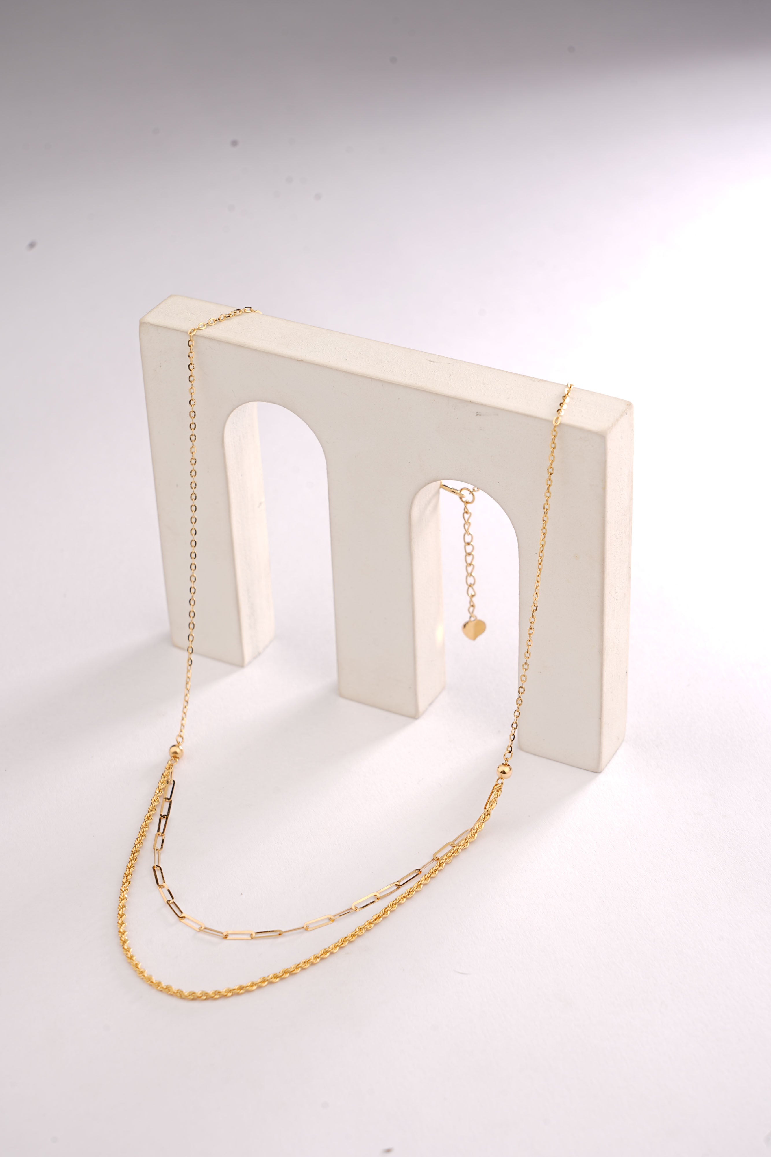DOUBLE LAYER ROPE & LINK NECKLACE