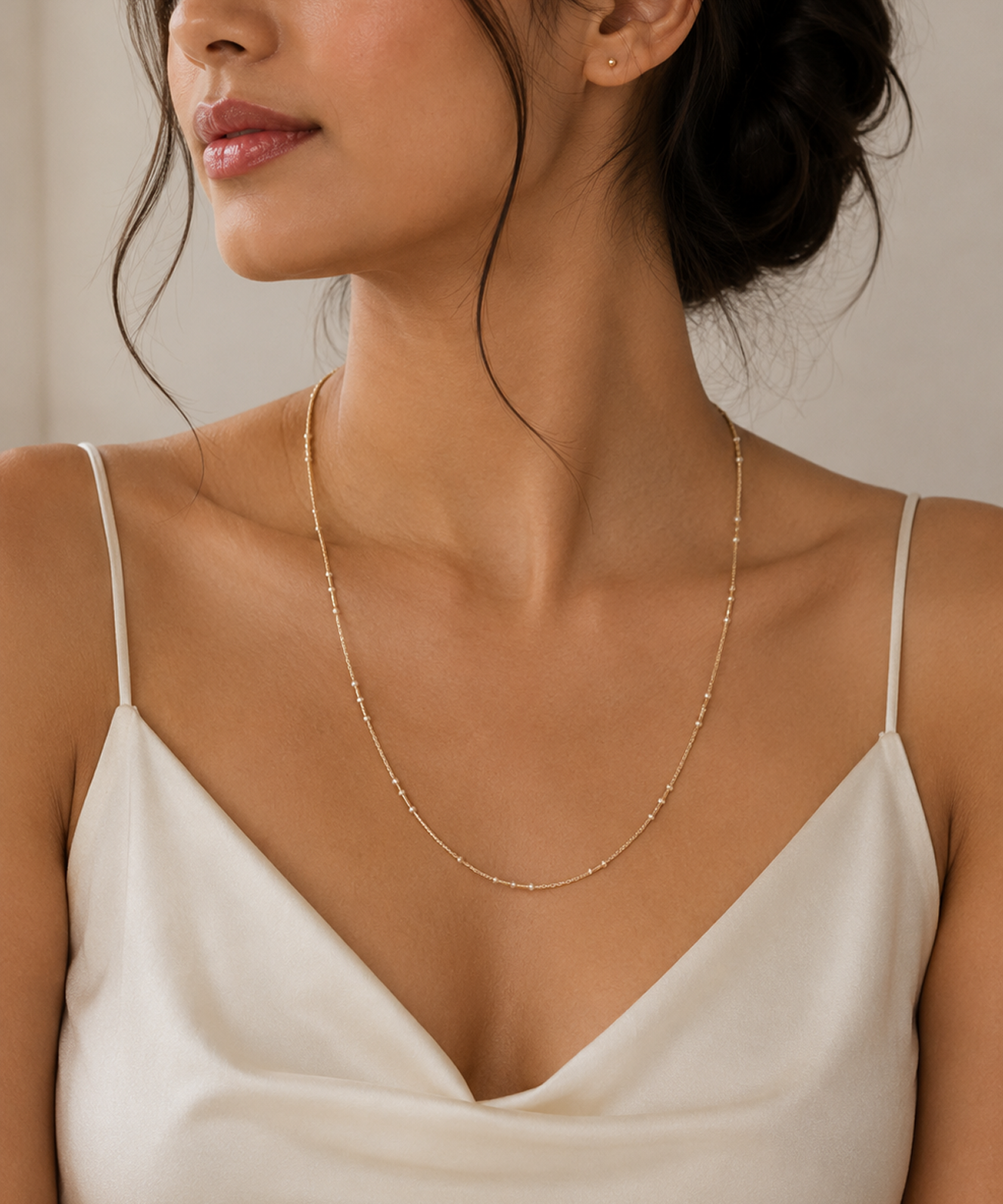 GOLD & SILVER BEADED SATELLITE CHAIN