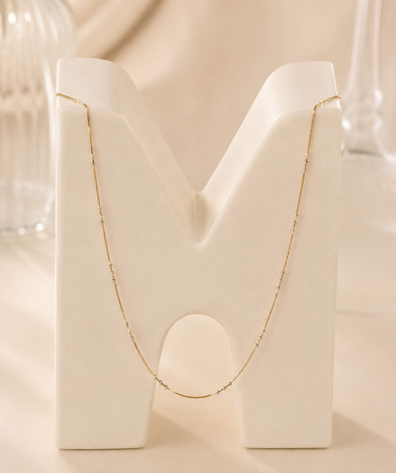 GOLD & SILVER BEADED SATELLITE CHAIN