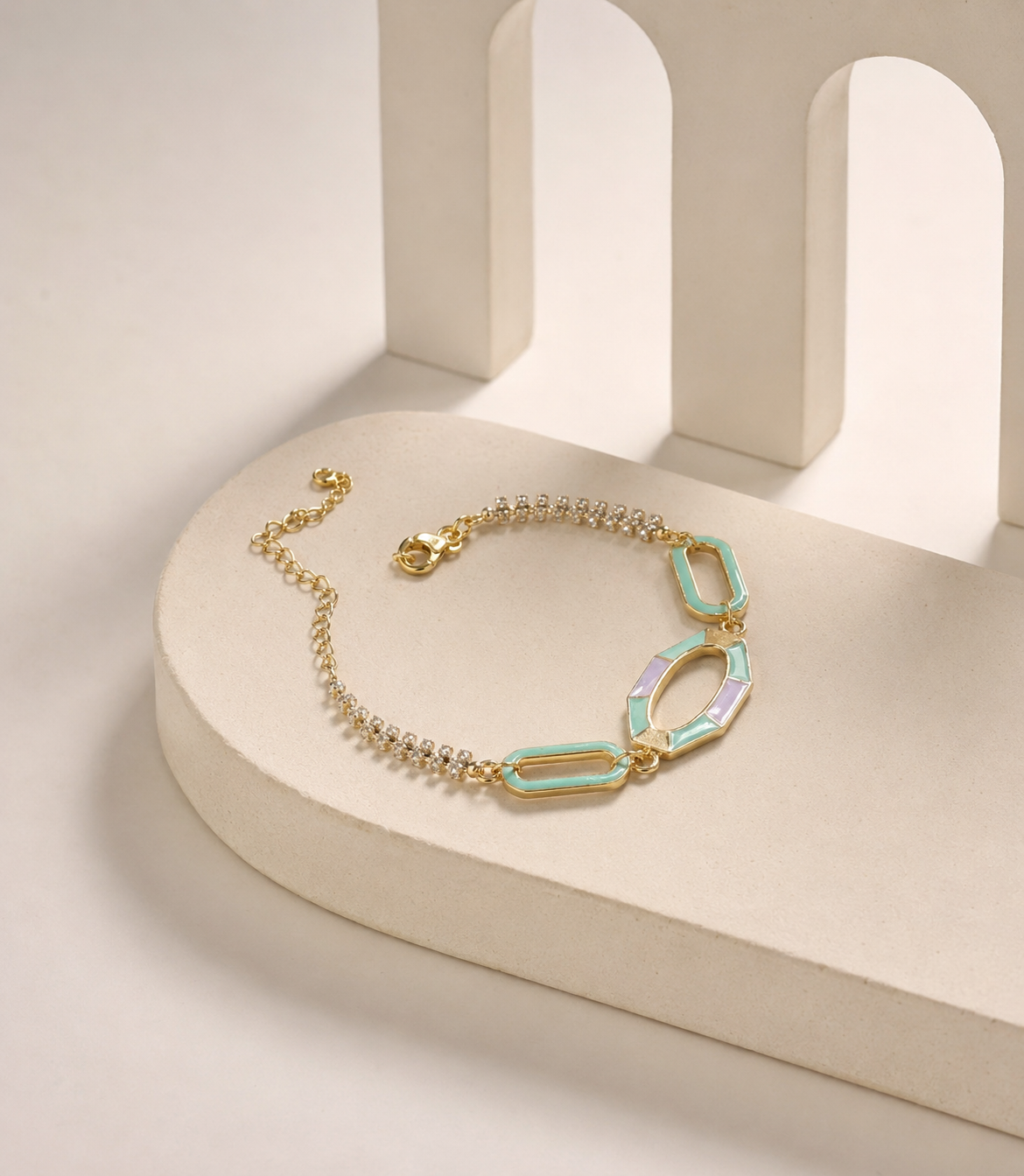 PASTEL ENAMEL OVAL LINK BRACELET
