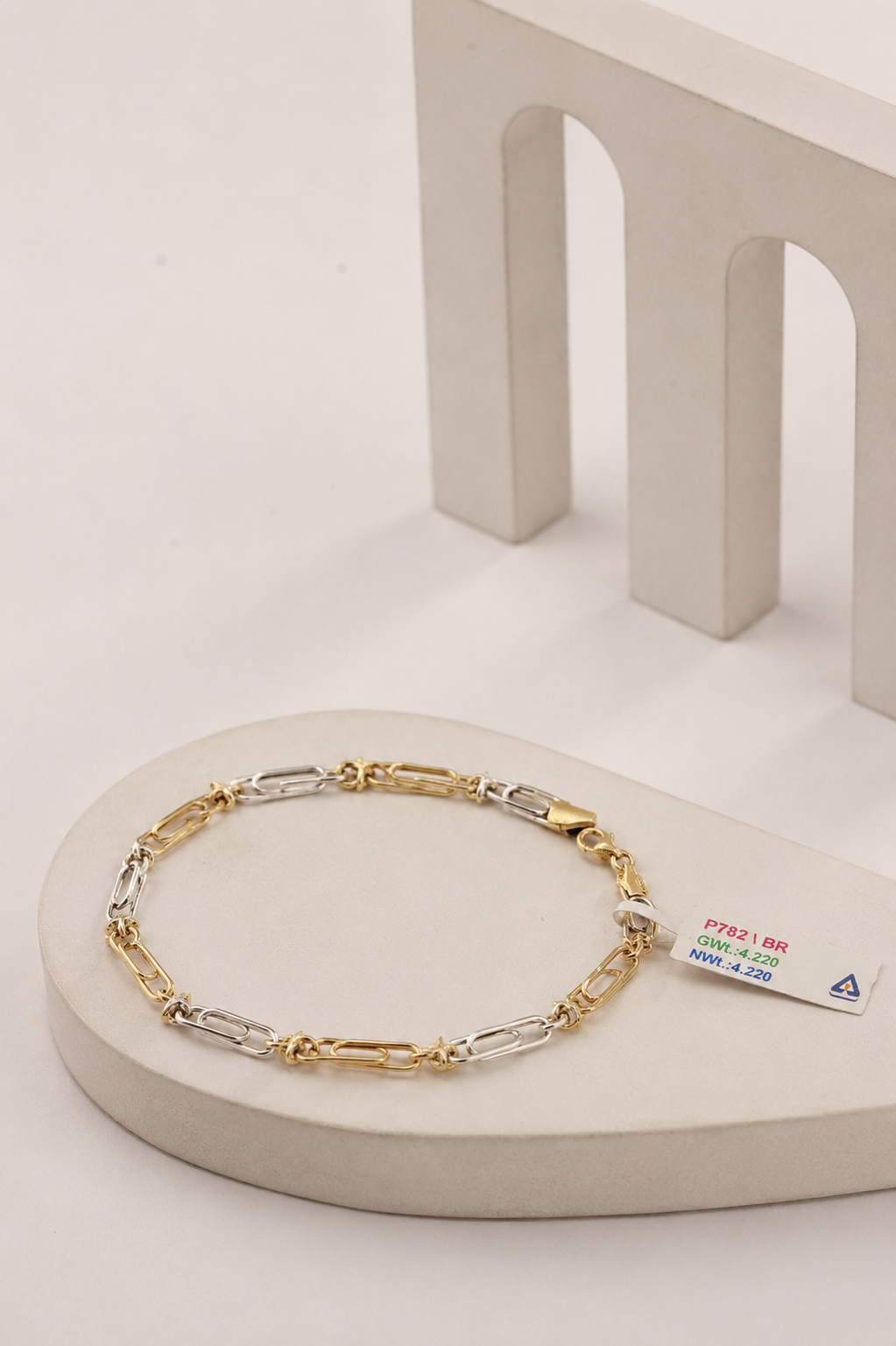 DUAL-TONE RECTANGULAR LINK BRACELET