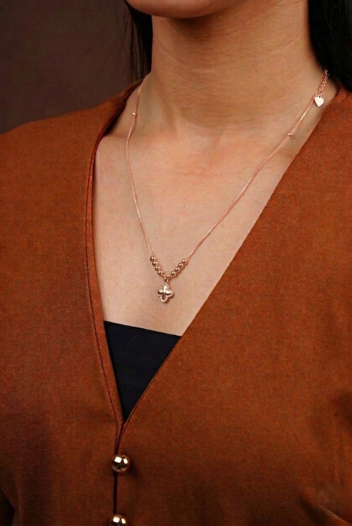 Flower Pattern Charm Necklace