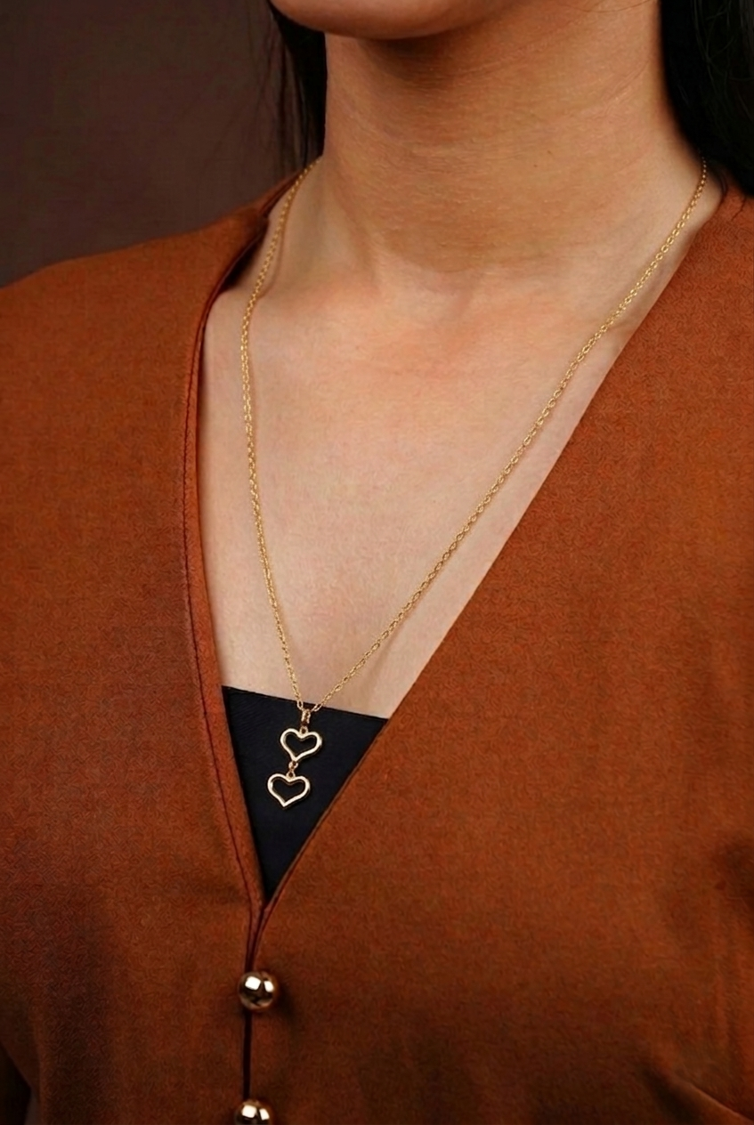 DOUBLE HEART TIERED CHAIN