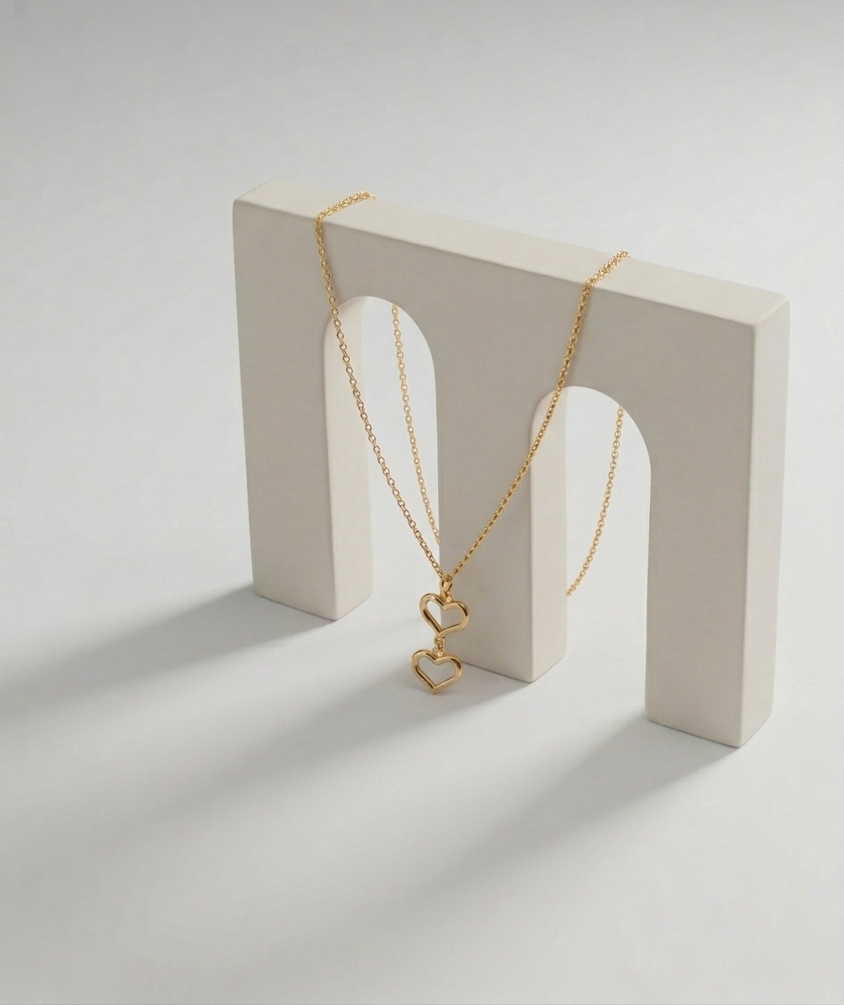 DOUBLE HEART TIERED CHAIN